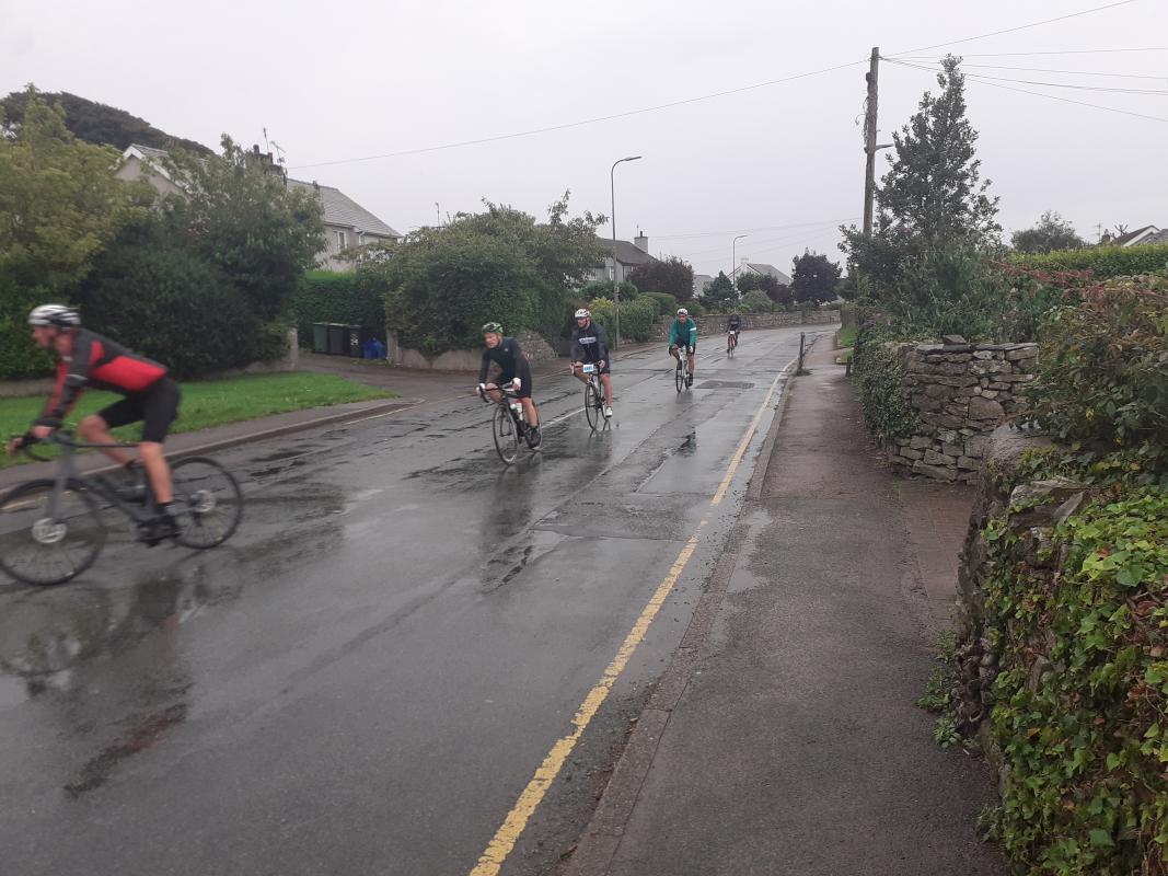 Rain at start of rider, Ulverston checkpoint